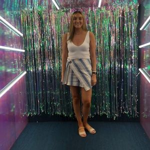 Free people blue and white striped linen skirt